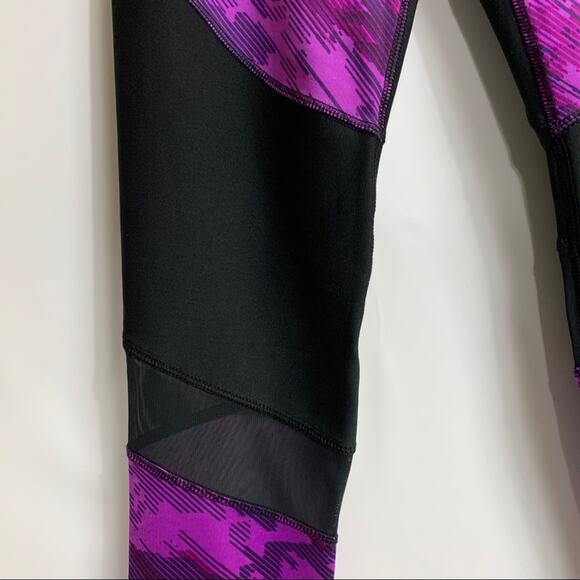 RBX Workout Running Leggings Black Mesh & Pink Purple Medium NWT - Picture 5 of 12